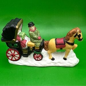 Vintage Horse and Carriage 2.5” Porcelain Accessory Driver with Town Lady